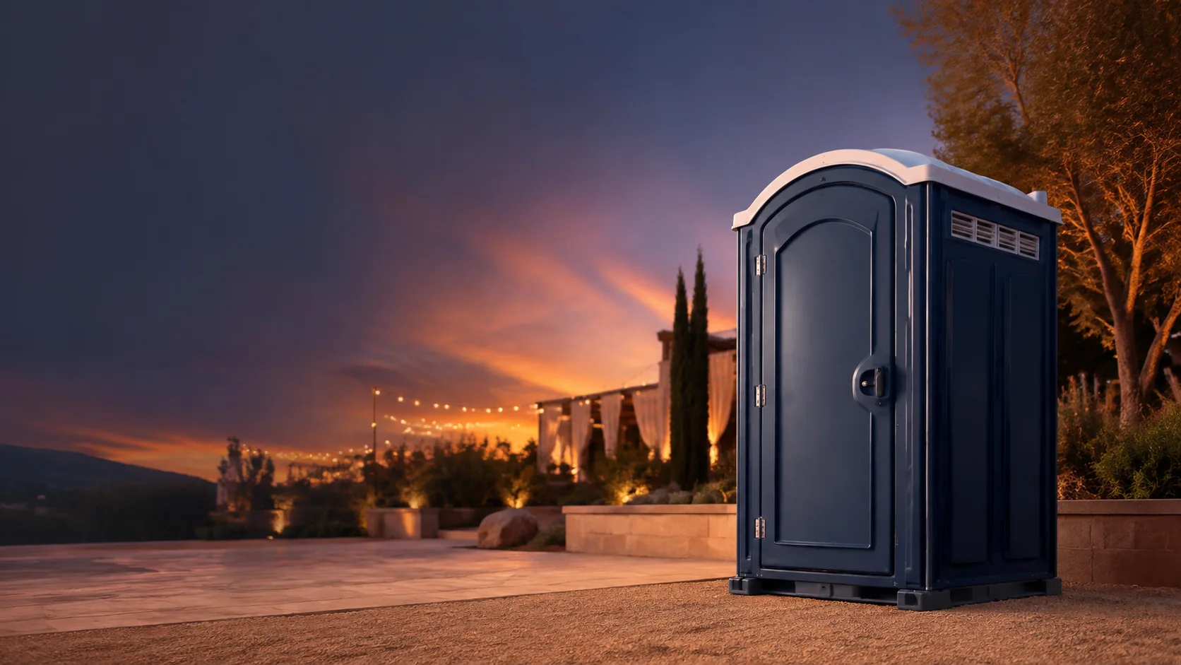 Portable restroom shown for rental planning in Homewood, AL